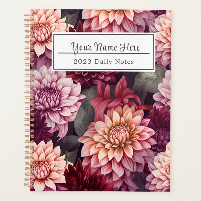 Design des Musters "Wasserfarbe Rosa Dahlia" Planer (Vorderseite)