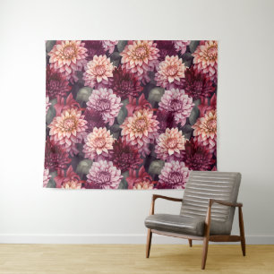 Design des Musters "Wasserfarbe Rosa Dahlia" Wandteppich