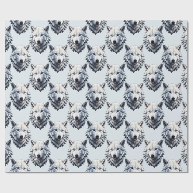 Design des Musters "White Wolf Head" - Weiß Geschenkpapier (Flach)