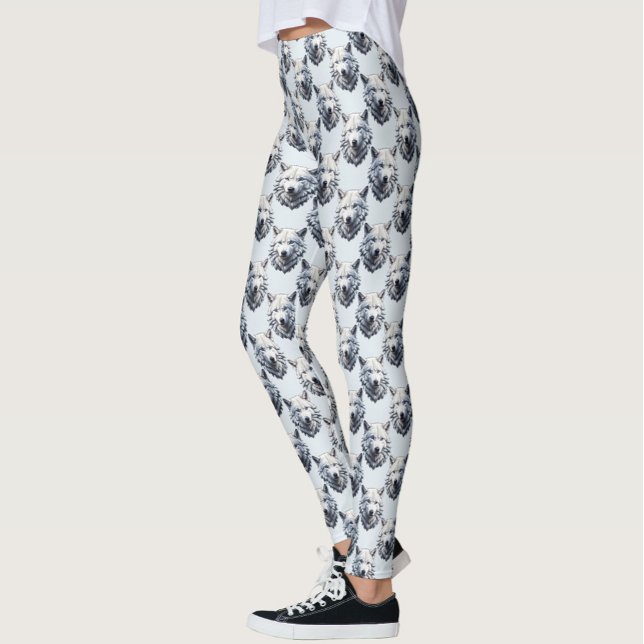 Design des Musters "White Wolf Head" - Weiß Leggings (Von Creator hochgeladen)