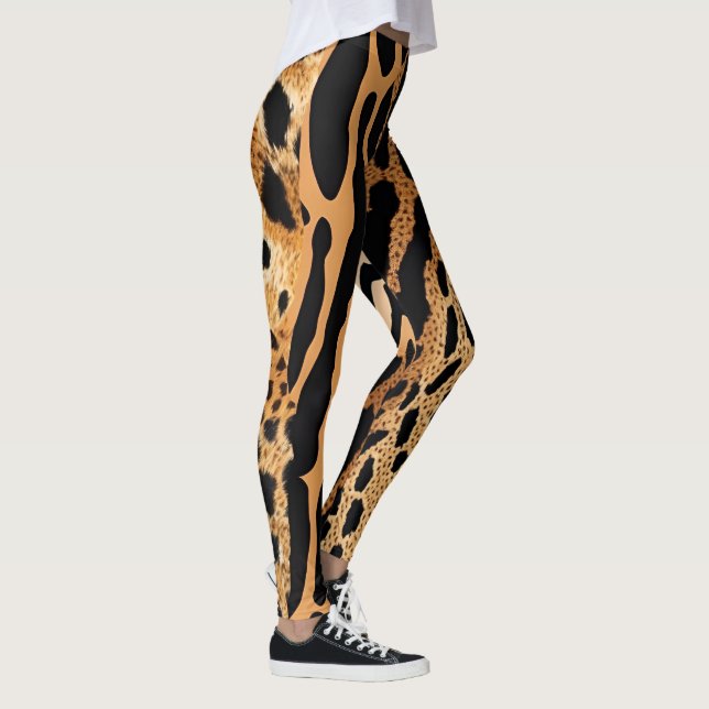 Design des Musters "Wild Animal Gepunktet Assymetr Leggings (Rechts)