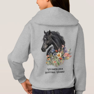 Design des Namens des schwarzen Pferdes auf der Rü Hoodie