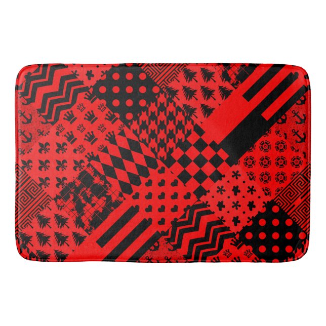 Design des Patchwork-Designs für die roten, gemisc Badematte (Vorderseite)
