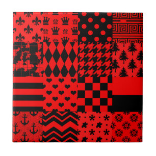 Design des Patchwork-Designs für die roten, gemisc Fliese