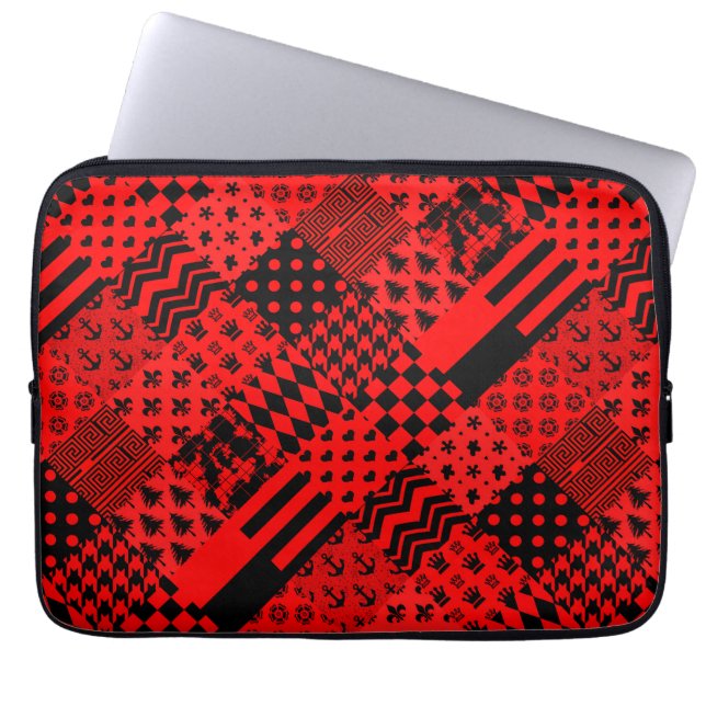 Design des Patchwork-Designs für die roten, gemisc Laptopschutzhülle (Vorderseite)