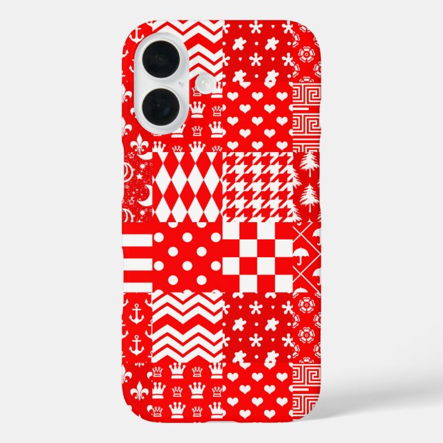 Design des Patchwork-Designs für Red White Mixed P Case-Mate iPhone Hülle (Rückseite)