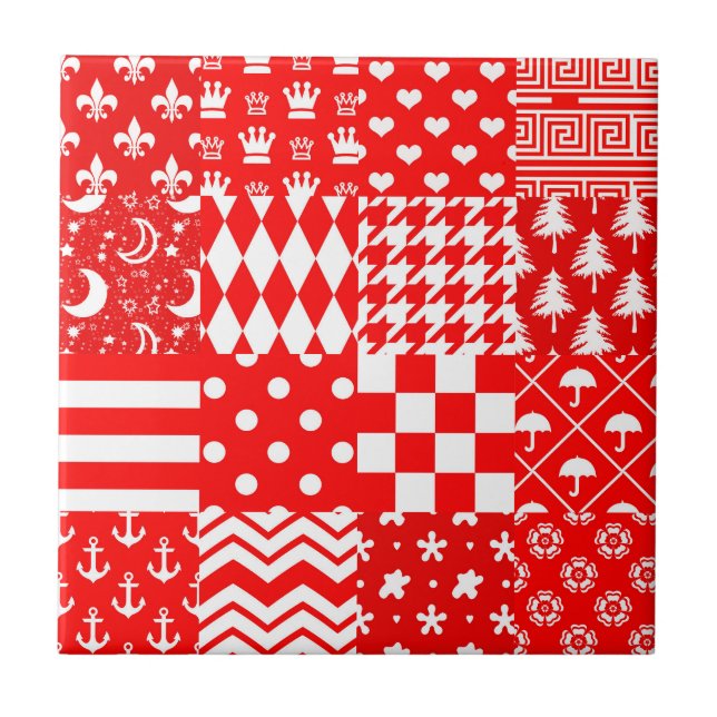 Design des Patchwork-Designs für Red White Mixed P Fliese (Vorderseite)