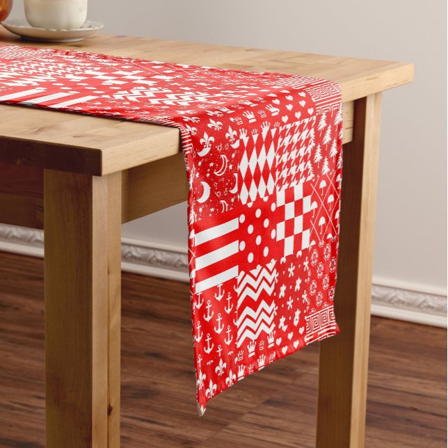 Design des Patchwork-Designs für Red White Mixed P Kurzer Tischläufer (Von Creator hochgeladen)