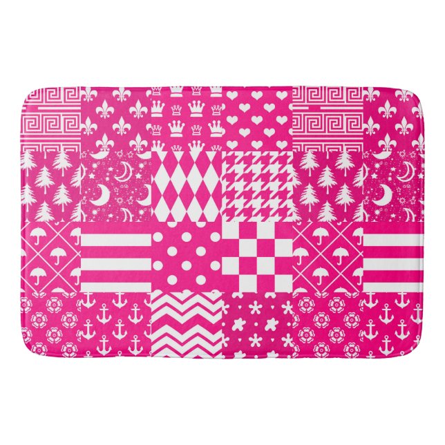 Design des Patchwork-Designs in rosa, gemischten M Badematte (Vorderseite)