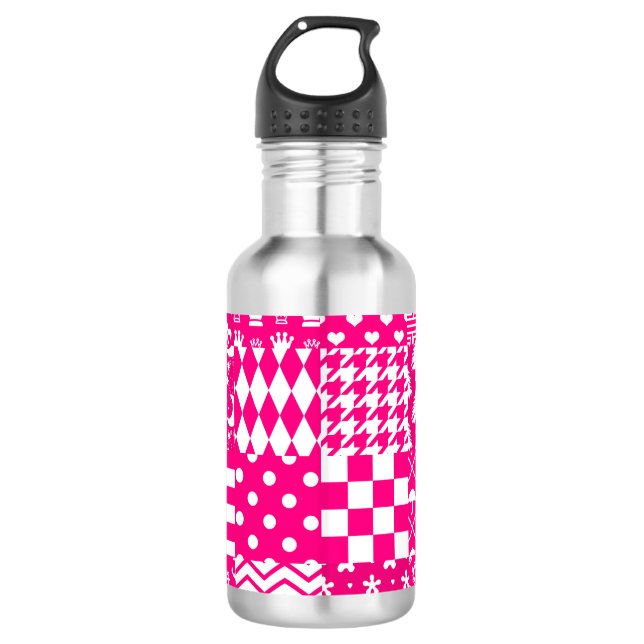 Design des Patchwork-Designs in rosa, gemischten M Edelstahlflasche (Vorderseite)