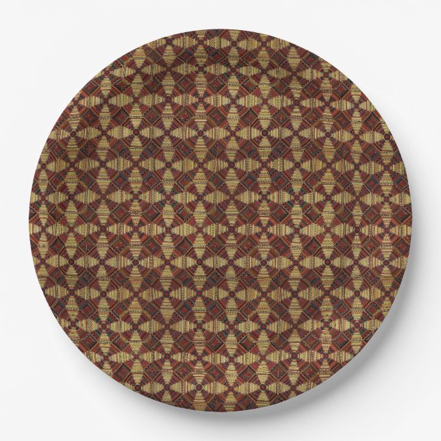 Design des Patchwork-Patchworks für Ananas Pappteller (Vorderseite)