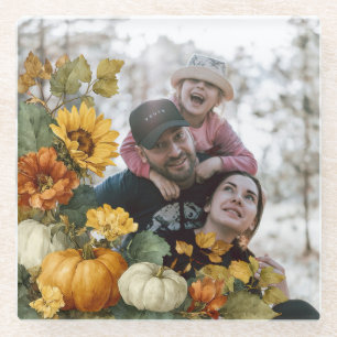 Design des personalisierten Fall Pumpkin-Fotos Glasuntersetzer