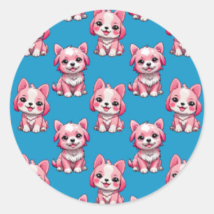 Design des Pink Puppy Docks - Blau Runder Aufkleber