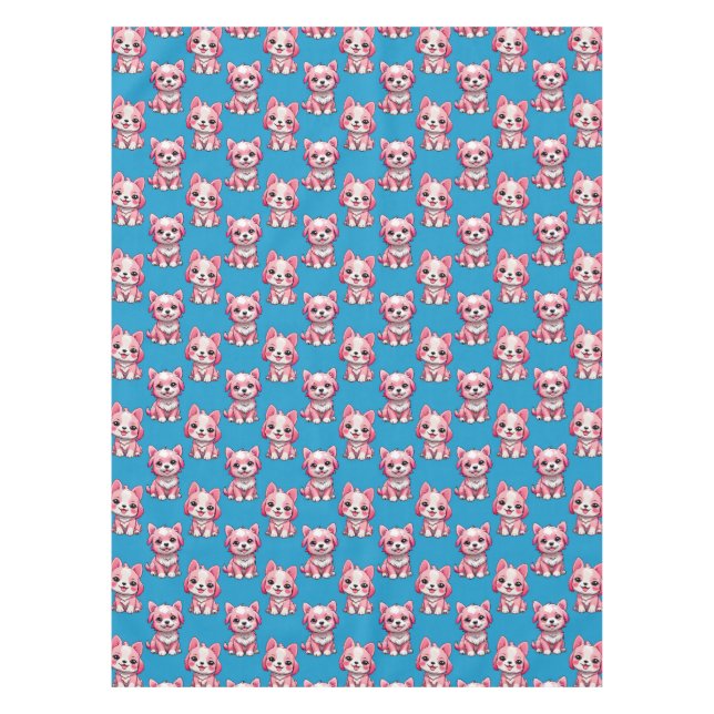 Design des Pink Puppy Docks - Blau Tischdecke (Vorderseite)