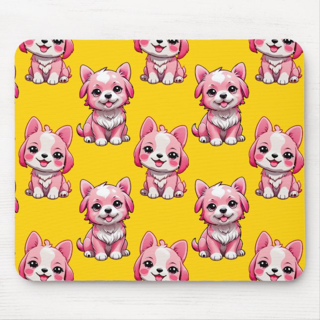Design des Pink Puppy Docks - Gelb Mousepad (Vorne)