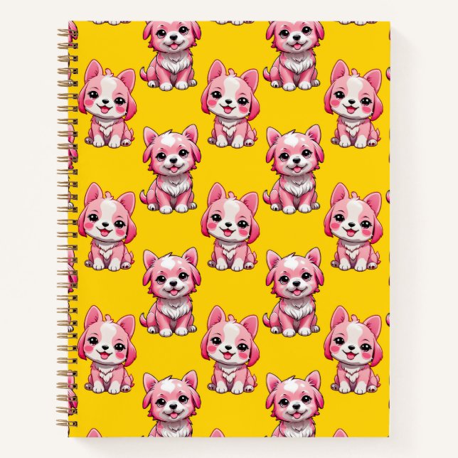 Design des Pink Puppy Docks - Gelb Notizbuch (Vorderseite)