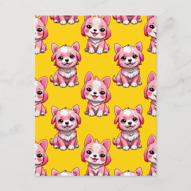 Design des Pink Puppy Docks - Gelb Postkarte (Vorderseite)