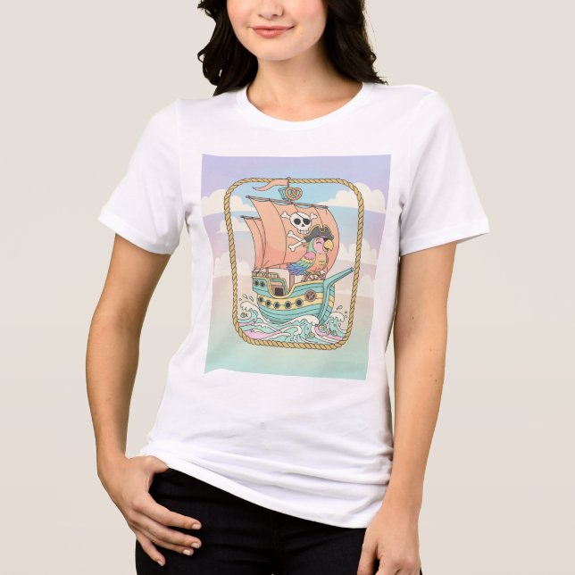 Design des Piratenschiffs und des Parrot-T - Shirt (Vorderseite)