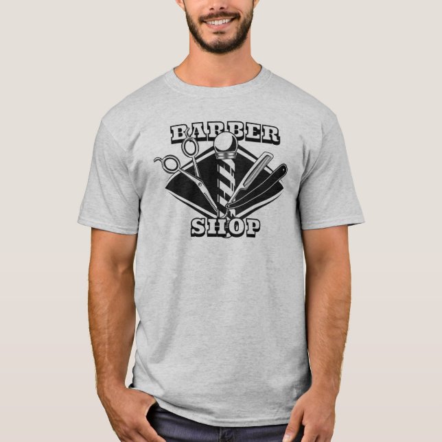 Design des Retro-Barber-Shop-Logos T-Shirt (Vorderseite)