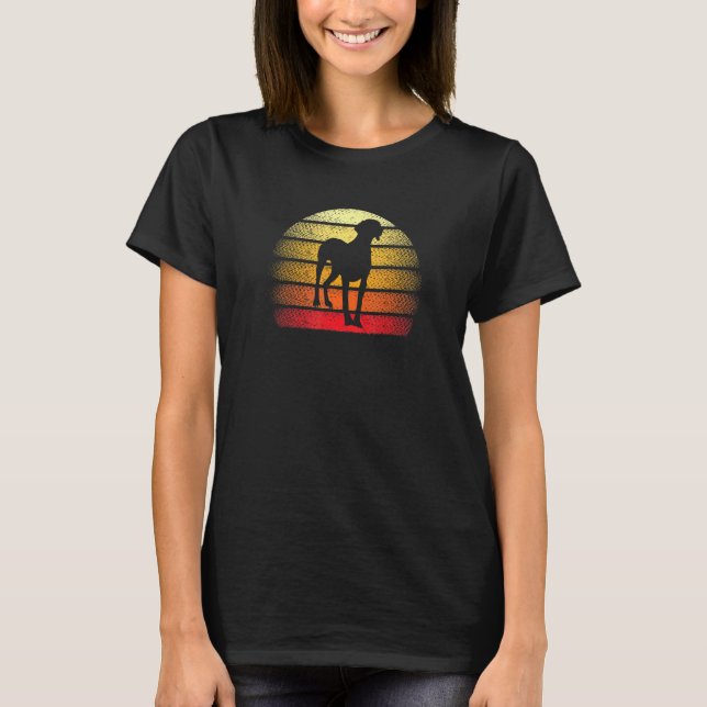 Design des Retro Sunset Weimaraner Hundes T-Shirt (Vorderseite)