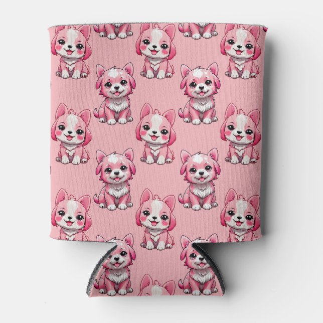 Design des rosa Welpen-Hundes - Rosa Dosenkühler (Vorderseite)