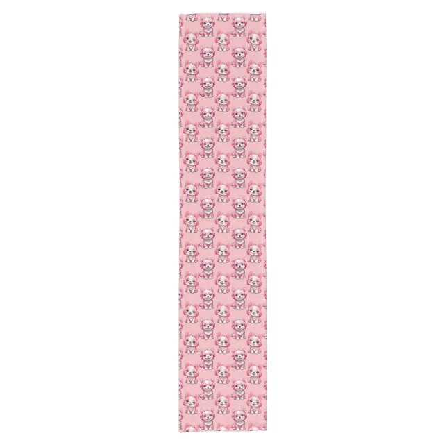 Design des rosa Welpen-Hundes - Rosa Kurzer Tischläufer (Vorderseite)