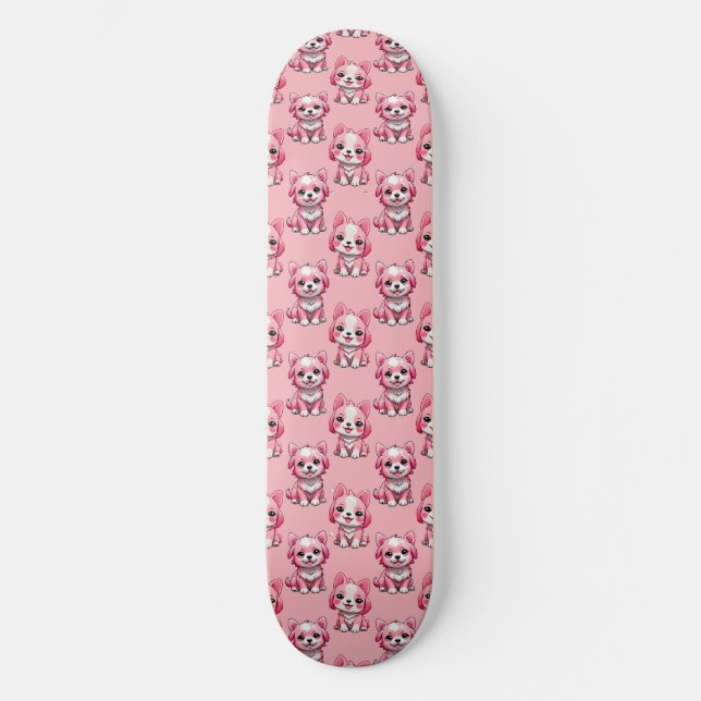 Design des rosa Welpen-Hundes - Rosa Skateboard (Vorderseite)