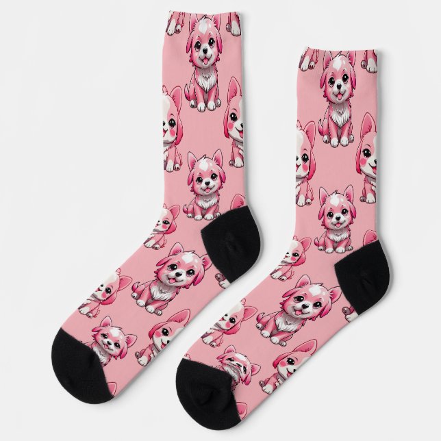 Design des rosa Welpen-Hundes - Rosa Socken (Linkes Detail)