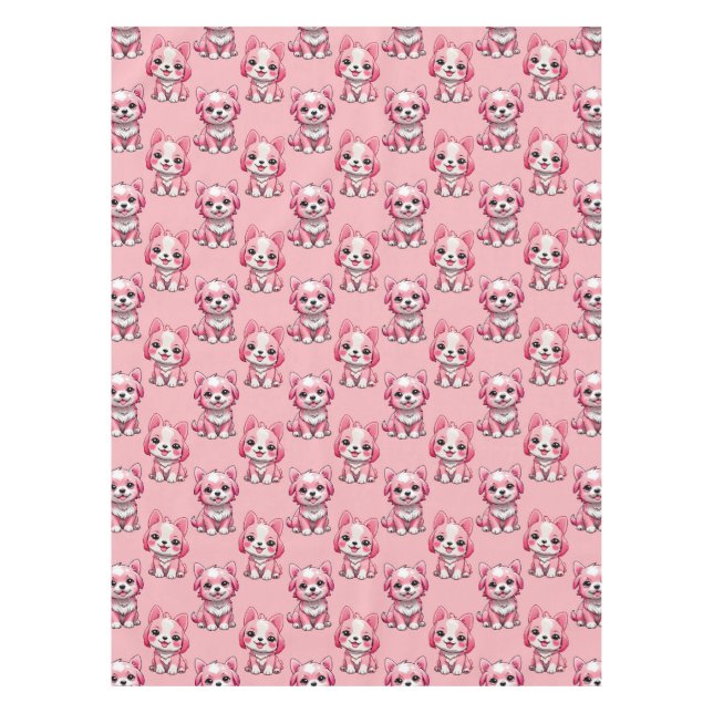 Design des rosa Welpen-Hundes - Rosa Tischdecke (Vorderseite)