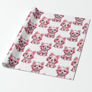 Design des rosa Welpen-Hundes - weiß Geschenkpapier