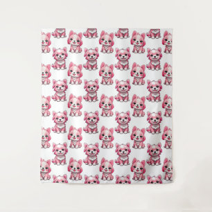 Design des rosa Welpen-Hundes - weiß Wandteppich