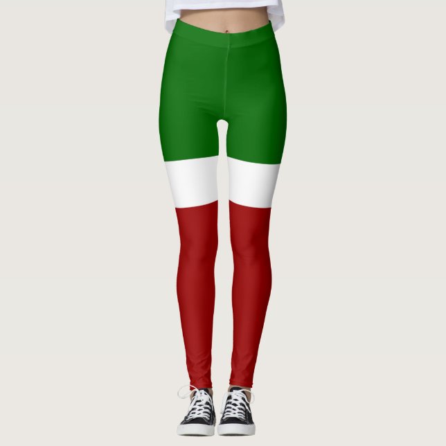 Design des roten grünen Blocksticks Leggings (Vorderseite)