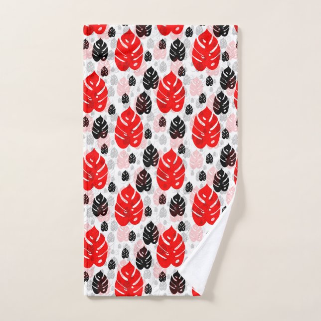 Design des roten schwarzen Leaf-Illustrationsmuste Handtuch (Handtuch)