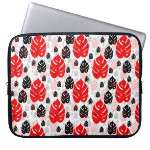 Design des roten schwarzen Leaf-Illustrationsmuste Laptopschutzhülle