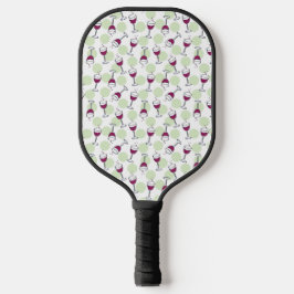 Design des Rotwein-Glas-Illustrationsmusters Pickleball Schläger