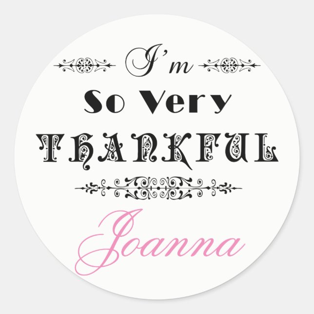 Design des schwarzen Texts - Vielen Dank Runder Aufkleber (Vorderseite)