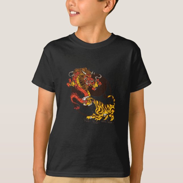 Design des T - Shirt Dragon-and-Tiger-Yin-Yang (Vorderseite)