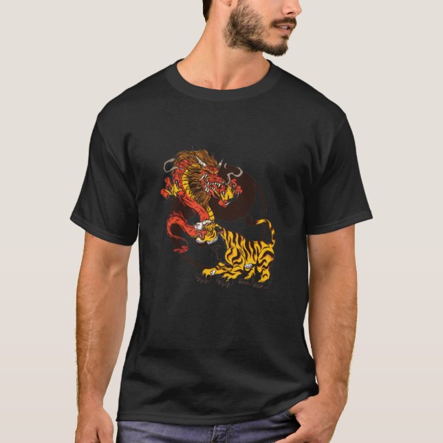 Design des T - Shirt Dragon-and-Tiger-Yin-Yang (Vorderseite)