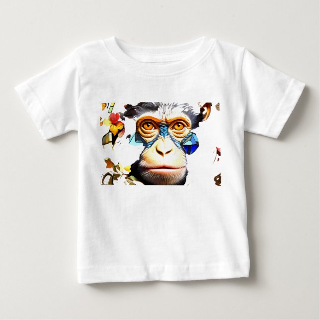 Design des T - Shirt "Monkey Mosaic Stached Glass" (Vorderseite)
