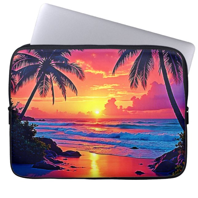 Design des tropischen Sonnenuntergangs Laptopschutzhülle (Vorderseite)