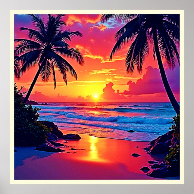 Design des tropischen Sonnenuntergangs Poster (Vorne)