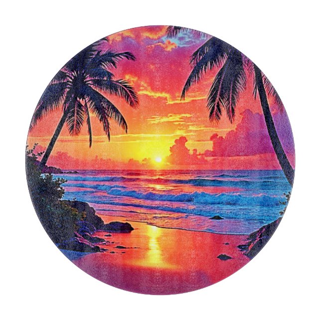 Design des tropischen Sonnenuntergangs Schneidebrett (Vorderseite)