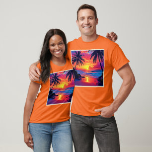 Design des tropischen Sonnenuntergangs T-Shirt