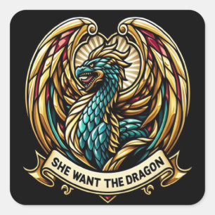 Design des verzauberten Drachenglases Quadratischer Aufkleber