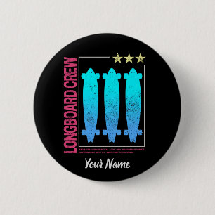 Design des Vintagen Skaters auf der Longboard-Retr Button