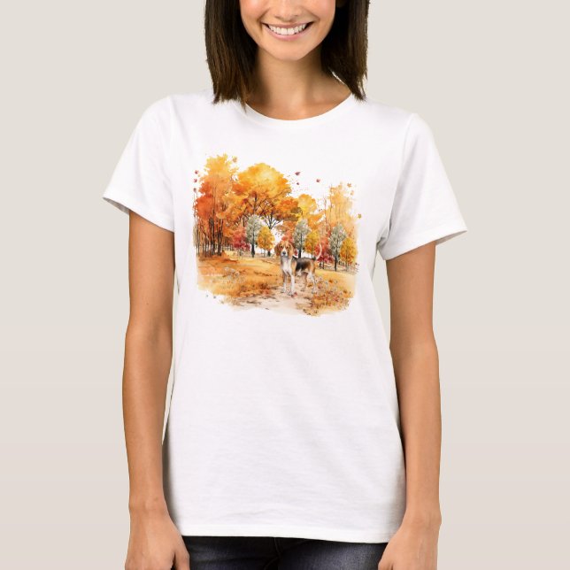 Design des Wasserfarbenfallhundes - Beagle T-Shirt (Vorderseite)