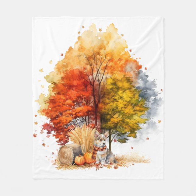 Design des Wasserfarbenfallhundes - Corgi Fleecedecke (Vorderseite)