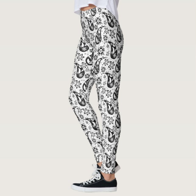Design des weißen Blumenmusters Leggings (Von Creator hochgeladen)
