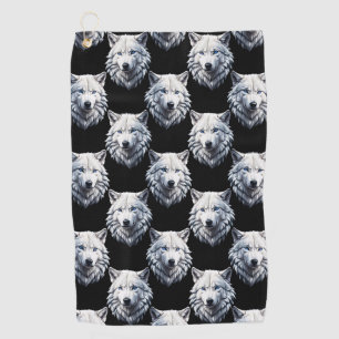 Design des weißen Wolfskopfes Golfhandtuch