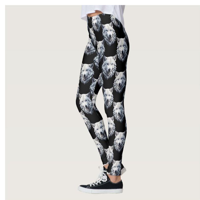 Design des weißen Wolfskopfes Leggings (Von Creator hochgeladen)